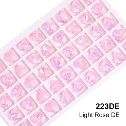 Acmore Crystal New Design Point Back Heart Shape Rhinestones Glass Crystal Stones Opal Mocha Fashion Nail Art Decoration