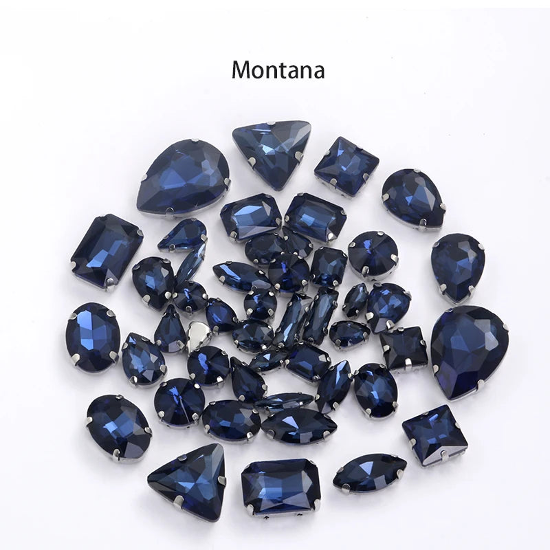 Acmore Crystal Mixed Shapes 22 Colors Four-point Stainless Steel Claw Loose Sew on Crystal Stone Glass DIY Rhinestone With Claw Setting