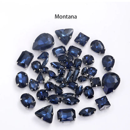 Acmore Crystal Mixed Shapes 22 Colors Four-point Stainless Steel Claw Loose Sew on Crystal Stone Glass DIY Rhinestone With Claw Setting