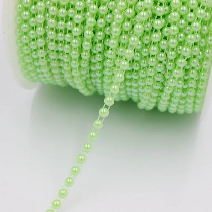 Acmore Crystal  4mm Craft Imitation Pearl Beads Cotton Line Chain for DIY Wedding Party Decoration Party Jewelry Findings Accessories
