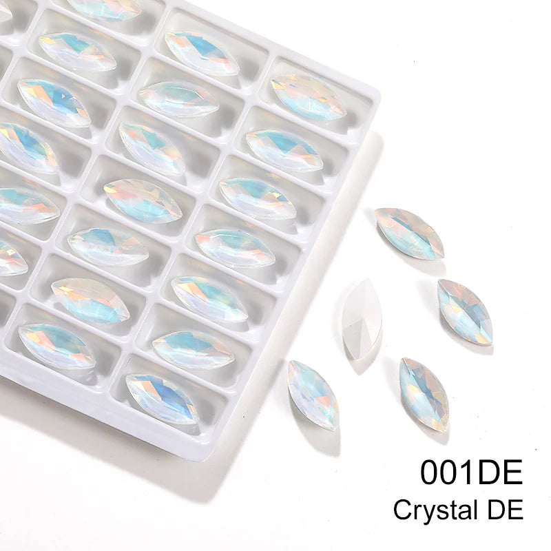 Xihcuan Wholesale Navette Shape Point Back Class Opal Mocha DE Rhinestones Glue on Clothes Fashion DIY Nail Art