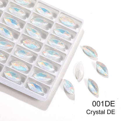 Xihcuan Wholesale Navette Shape Point Back Class Opal Mocha DE Rhinestones Glue on Clothes Fashion DIY Nail Art