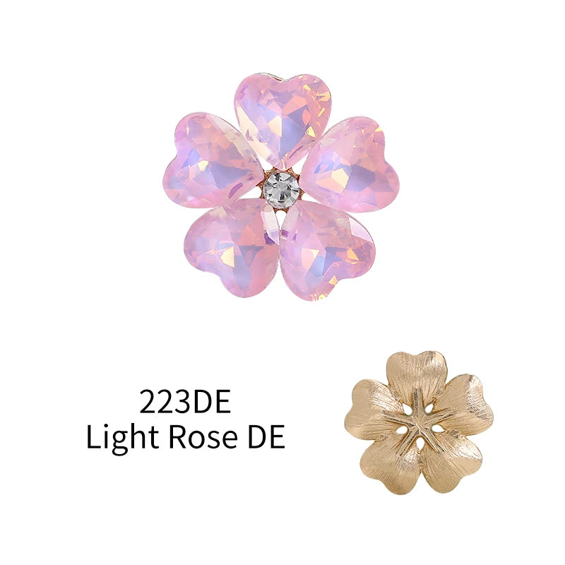 Acmore Crystal Wholesale Fancy Rhinestones Point Back Stone Heart Alloy Flower Glue on Fancy Rhinestones Decoration Jewelry Clothing