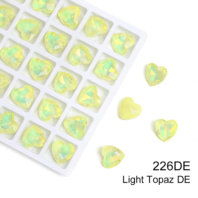 Acmore Crystal New Design Heart Shape Opal Mocha Rhinestones Point Back Glass Crystal Stones Fashion Clothing Decoration