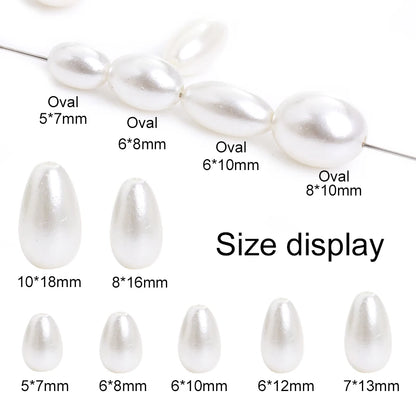 Acmore Crystal Oval Drop Shaped ABS Pearling Loose Pearls Beads DIY for Necklace Earring Bracelet Hair Clips Accessories Garment