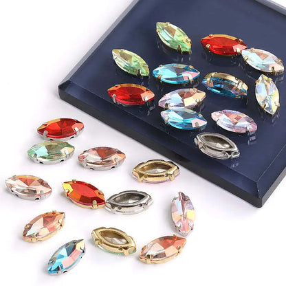 Acmore Crystal High Quality Navette Horse Eye  LA Series  Crystal Glass Claw Rhinestone for  Sewing  Accessories