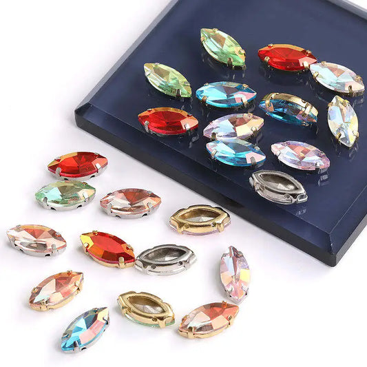 Acmore Crystal High Quality Navette Horse Eye  LA Series  Crystal Glass Claw Rhinestone for  Sewing  Accessories