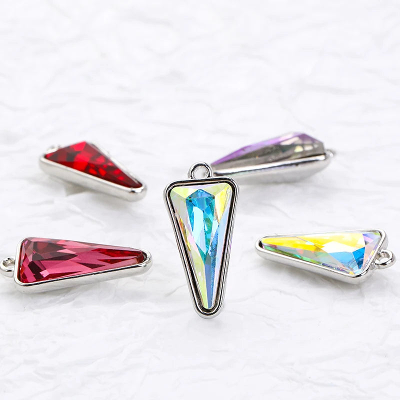 Acmore Crystal Fancy Derlta Shaped High Quality K9 Glass Alloy Pendant Necklace Jewelry Making Crystal Stone Earring Brooch Accessories