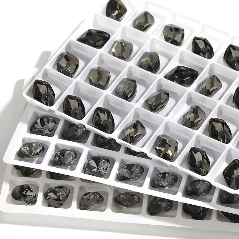 Acmore Crystal Hot Sale Black Diamond Series Crystal Stone Pointback Rhinestones Loose Glue on for Nails Clothes Decoration