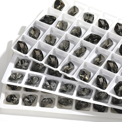 Acmore Crystal Hot Sale Black Diamond Series Crystal Stone Pointback Rhinestones Loose Glue on for Nails Clothes Decoration