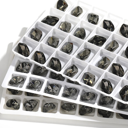 Acmore Crystal Hot Sale Black Diamond Series Crystal Stone Pointback Rhinestones Loose Glue on for Nails Clothes Decoration