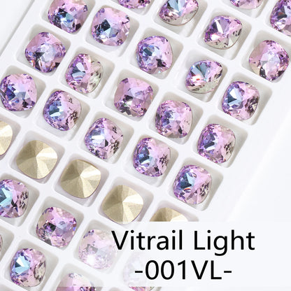 Acmore Crystal Wholesale Cushion Pointback Rhinestone K9 Glass Fancy Stone Loose Glass Design DIY Clothes Bags Shoes