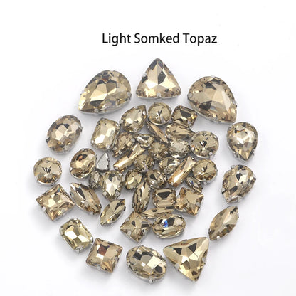 Acmore Crystal Mixed Shapes 22 Colors Four-point Stainless Steel Claw Loose Sew on Crystal Stone Glass DIY Rhinestone With Claw Setting