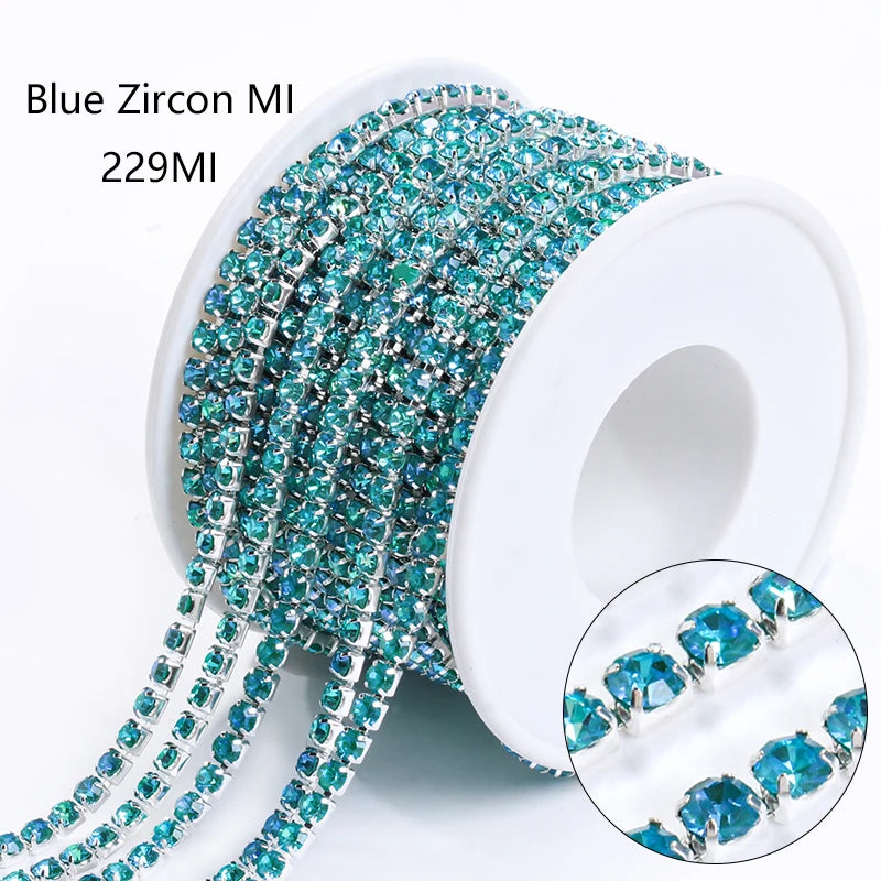 Acmore Crystal Hot Sale SS4-SS12 MI Series Color Shiny Round Stone Glass Silver Claw Rhinestones Chain Art Supplies DIY Accessories