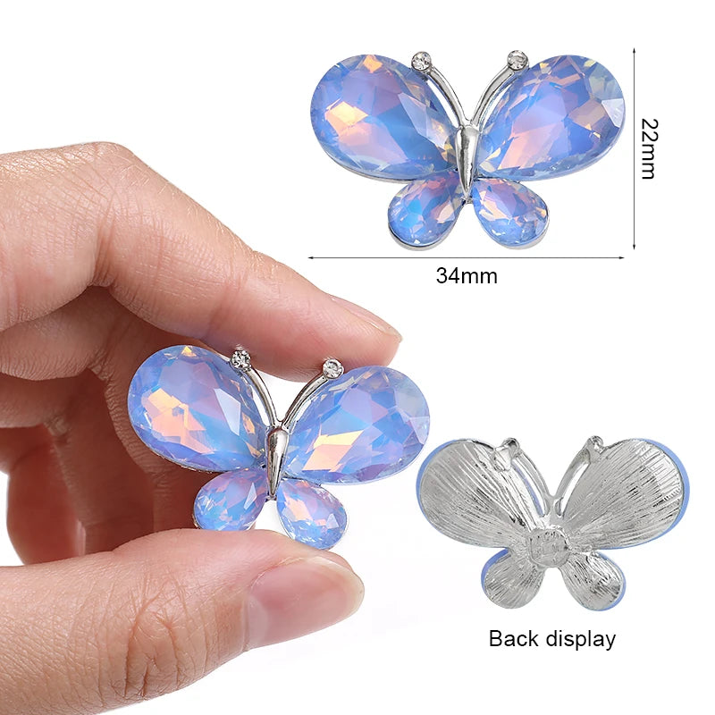 Acmore Crystal New Design Loose Stone Butterfly Alloy Flower Shapes Crystal Point Back Rhinestone DIY Clothes Decoration