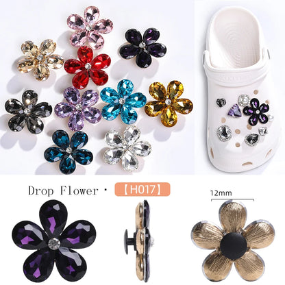 Acmore Crystal Alloy Flower Series 7 Styles High Quality Sew on Crystal Stone DIY Accessories for Summer Beach Hole Shoes Rhinestones