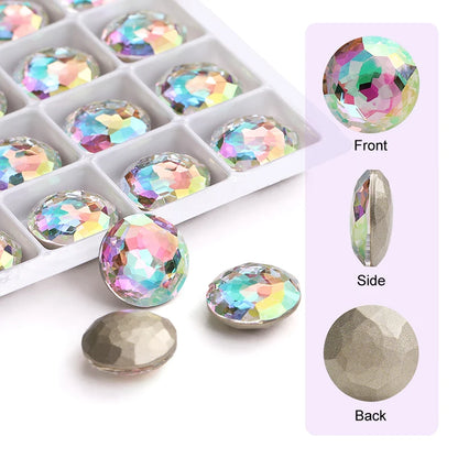 Acmore Crystal High Quality K9  Crystal Glass 12mm Mandala Round Pointback  Rhinestones  for Decoration DIY Accessories