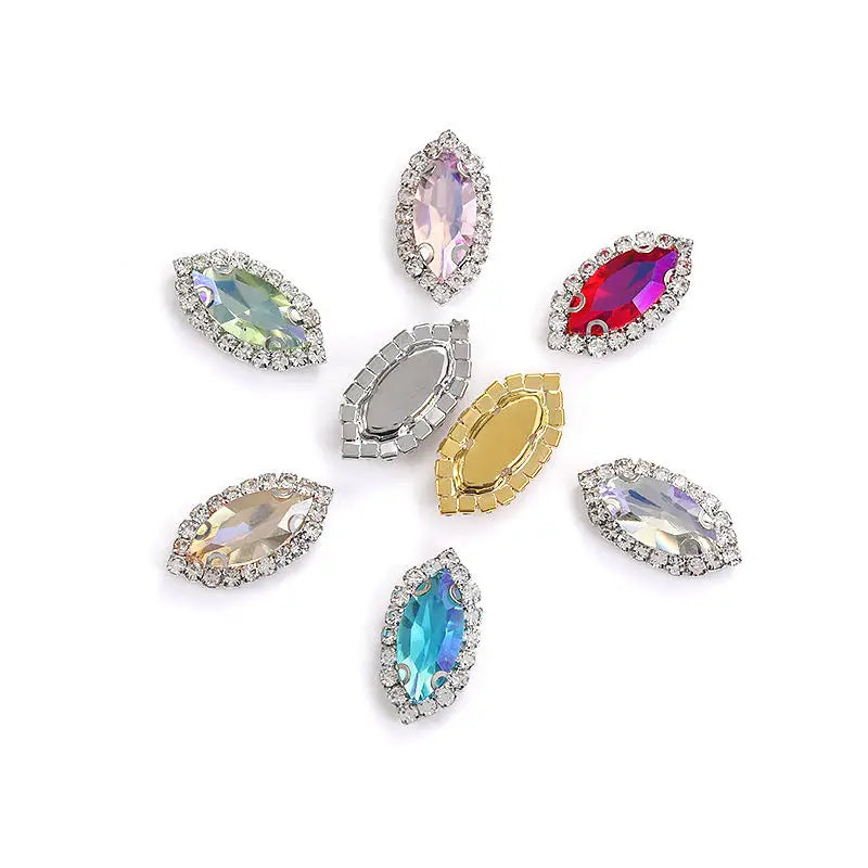 Acmore Crystal Wholesale Navette Transparent Bottom Series Crystal Buckle Claw Rhinestone for Sewing Accessories