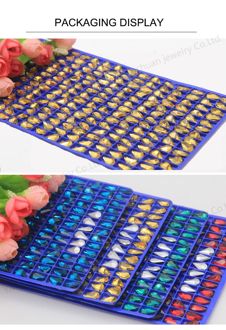 Factory Wholesale 3A Glass  Drop Crystals View AB Colors Teardrop Sew on Rhinestones for Costumes Jewelry Making