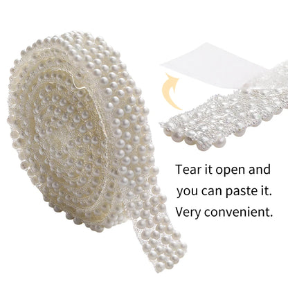 Acmore Crystal Factory Customized 1.2cm Width ABS Imitation Pearl Rhinestone Resin Strips  DIY Jewelry Accessories for Shoes & Bag