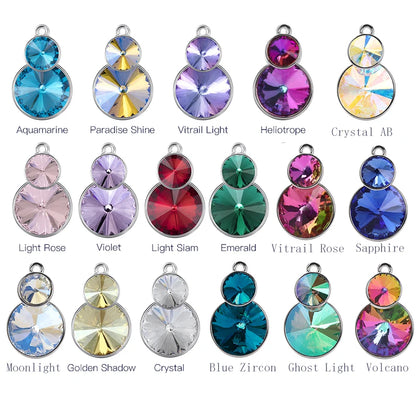 Acmore Crystal Double Rivoli Shaped Fancy Shiny 16 Colors Crystal Stones K9 Glass Alloy Back Pendant Necklace for DIY Earring Charms