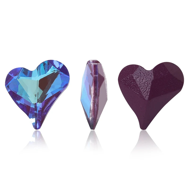 Acmore Crystal Sweet Heart Fancy Shaped Pointback K9 Glass Rhinestones Crystal Stones Crafts for Jewelry Making Garment Decoration