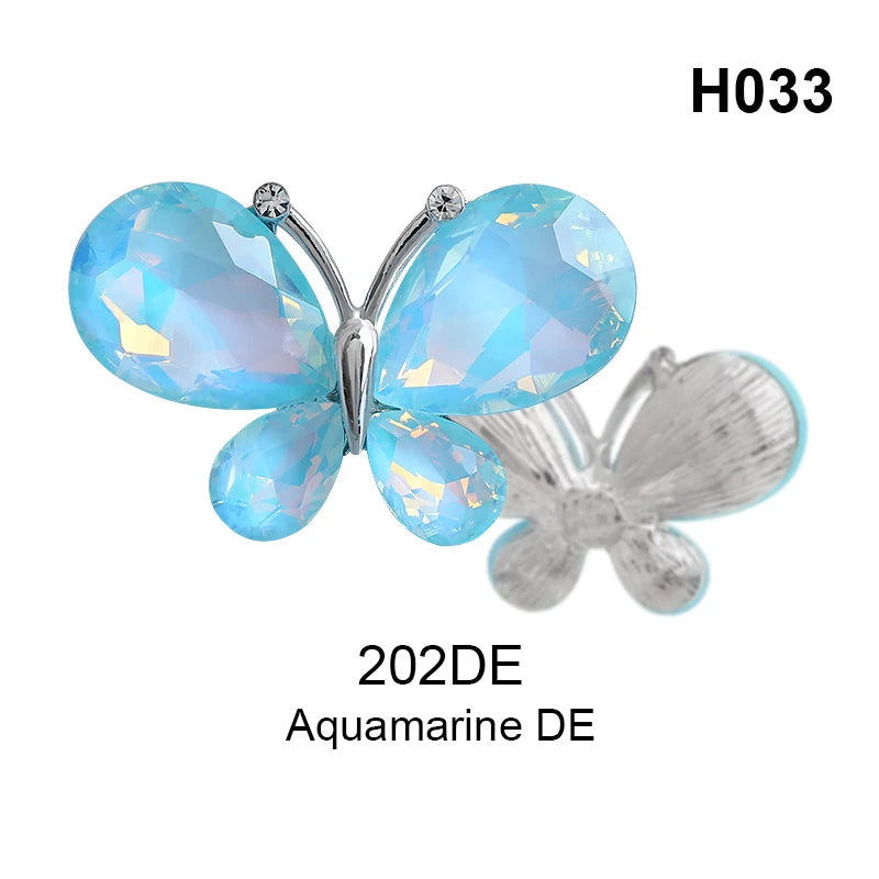 Acmore Crystal New Design Loose Rhinestone Butterfly Alloy Flower Shapes Crystal Stone Point Back DIY Clothes Decoration