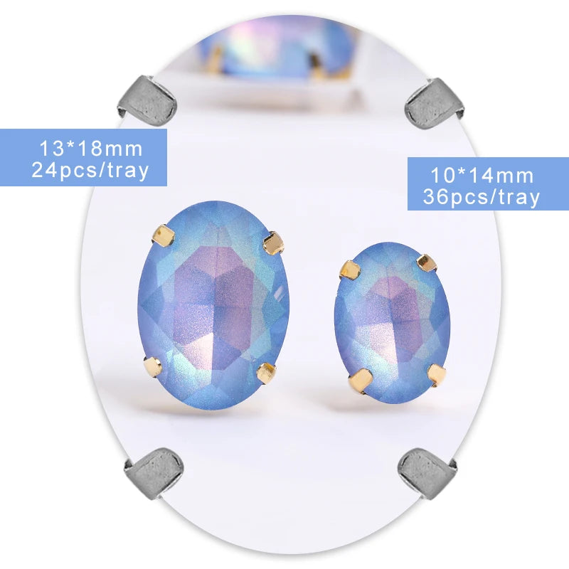 Acmore Crystal Oval Shaped Aurora Mocha K9 Glass Rhinestone With Golden Copper Hollow Claw Sewing on Clothes Garment DIY Accessories