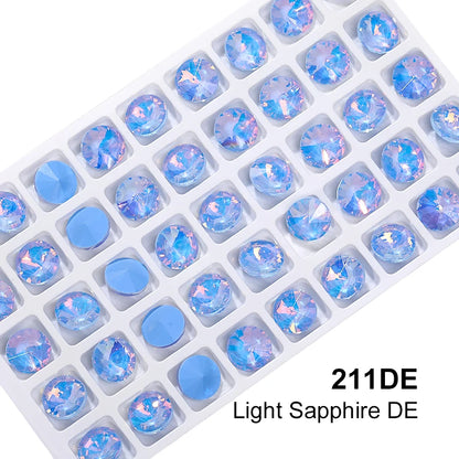 Acmore Crystal High Quality Colorful Point Back Rivoli Shape Glue on Rhinestones Glass Stones Crystal DIY Clothes Design