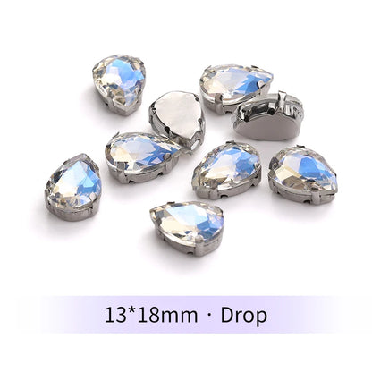 Acmore Crystal Moonlight Mixed Shapes Sew on Rhinestone With Silver Claw Setting DIY for Festival Decoration Accessories