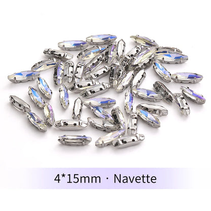Acmore Crystal Moonlight Mixed Shapes Sew on Rhinestone With Silver Claw Setting DIY for Festival Decoration Accessories