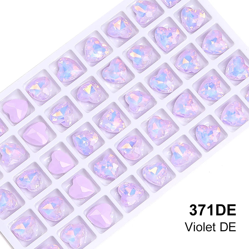 Acmore Crystal New Design Point Back Heart Shape Rhinestones Glass Crystal Stones Opal Mocha Fashion Nail Art Decoration
