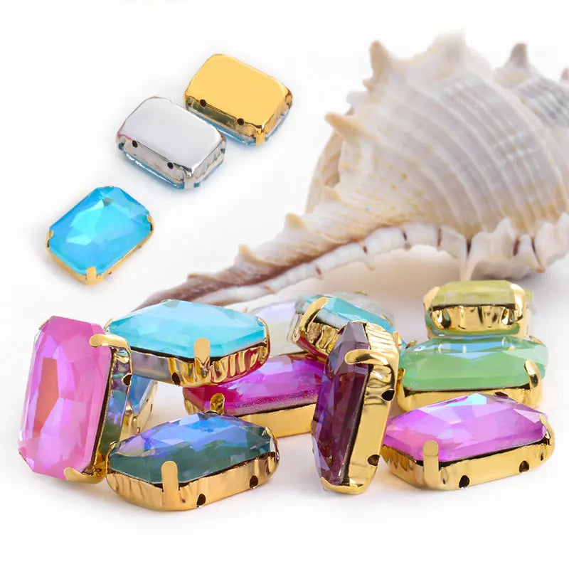 Rectangular Octagon Mk Fluorescent Claw Rhinestone Arts Crafts Glass Crystal Stone Claw Rhinestone