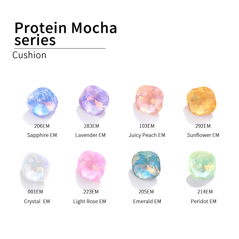 Acmore Crystal High Quality Cushion Shape Protein Mocha Series 8mm/10mm Pointback Crystal Stones Rhinestones for Jewelry Making Garment