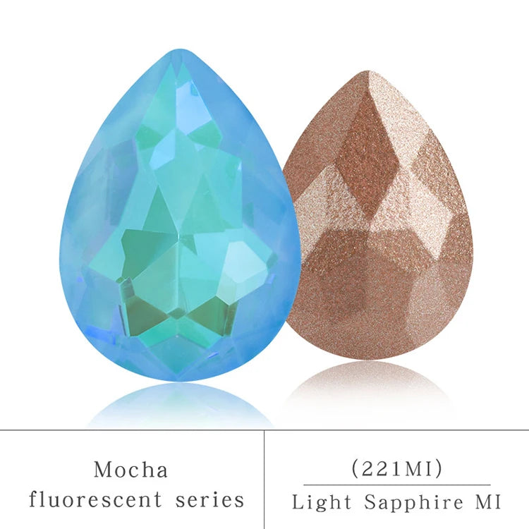 Colorful Drop Rhinestone Sewing Mocha Fluorescent Drop Crystal Stones for Clothes Jewelry Making Garment Decoration Rhinestones
