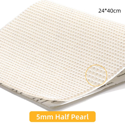 Acmore Crystal 24*40CM Pearl Mesh Trimming Net Colorful Resin Best Rhinestone DIY Purse Applique  for Wedding & Dress
