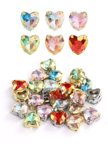 Acmore Crystal High Quality Heart  LA Series Glass  Copper Claw Fancy Rhinestones for Sewing Accessories Jewelry Making