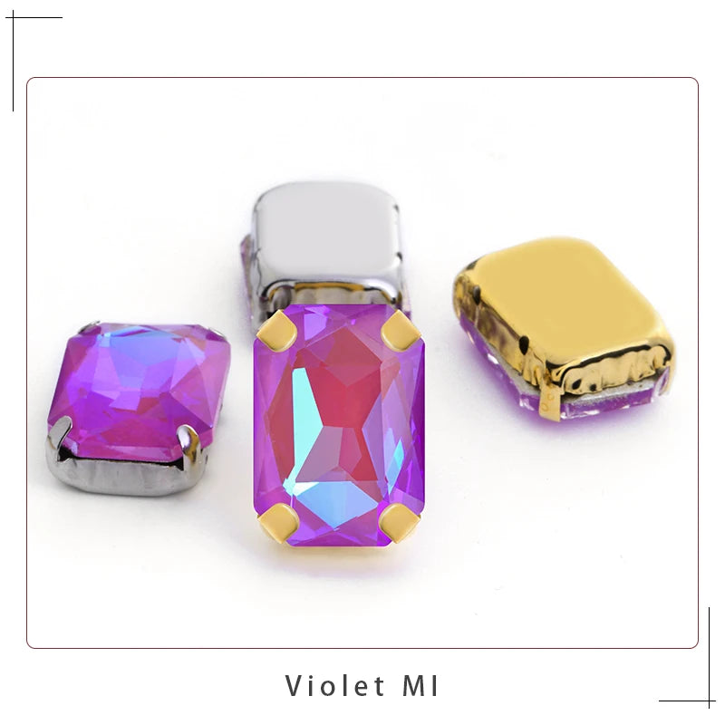 Rectangular Octagon Mk Fluorescent Claw Rhinestone Arts Crafts Glass Crystal Stone Claw Rhinestone