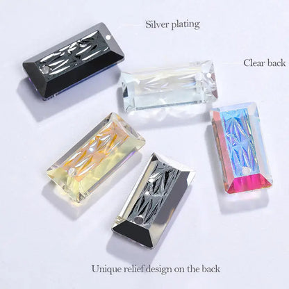 Acmore Crystal Relief Princess Baguete Shape Pendant Crystal Rhinestones Charms DIY Accessories for Necklace Earring Brooch Headwear
