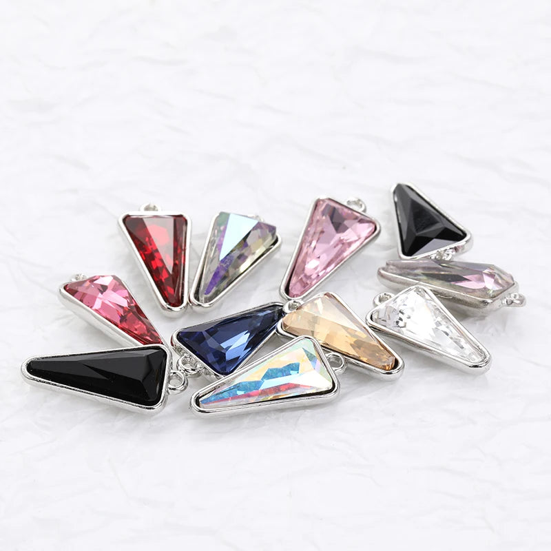 Acmore Crystal Fancy Derlta Shaped High Quality K9 Glass Alloy Pendant Necklace Jewelry Making Crystal Stone Earring Brooch Accessories