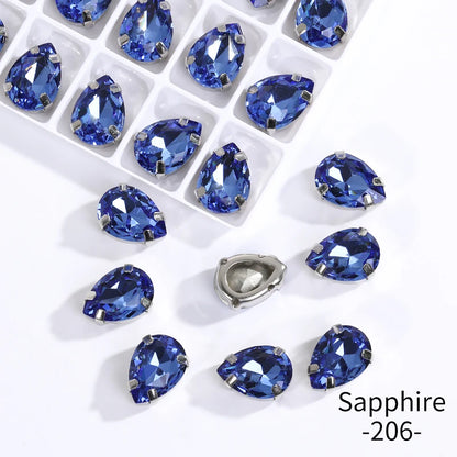 Acmore Crystal Crystals Rhinestone With Claw Strass Gems Sew on Rhinestone Drop Shape Crystal Fancy Stone With Claw for Garment