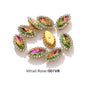 Acmore Crystal New Arrival Double-layers Navette Shape Flat Back Claw Rhinestones Golden Sunflower Sew-on Crystal Glass for Clothing