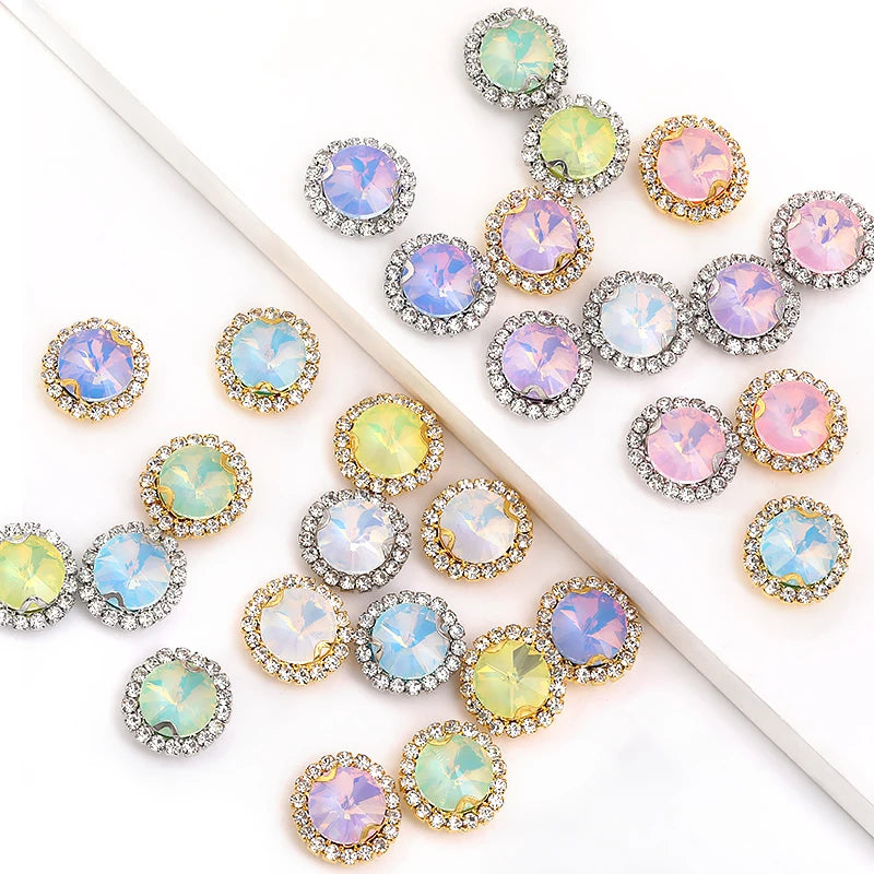 Acmore Crystal New Product Rivoli Shapes Flat Back Sew on Stone With Cup Chain Loose Rhinestones DIY Garment Shirt Shoes Bags