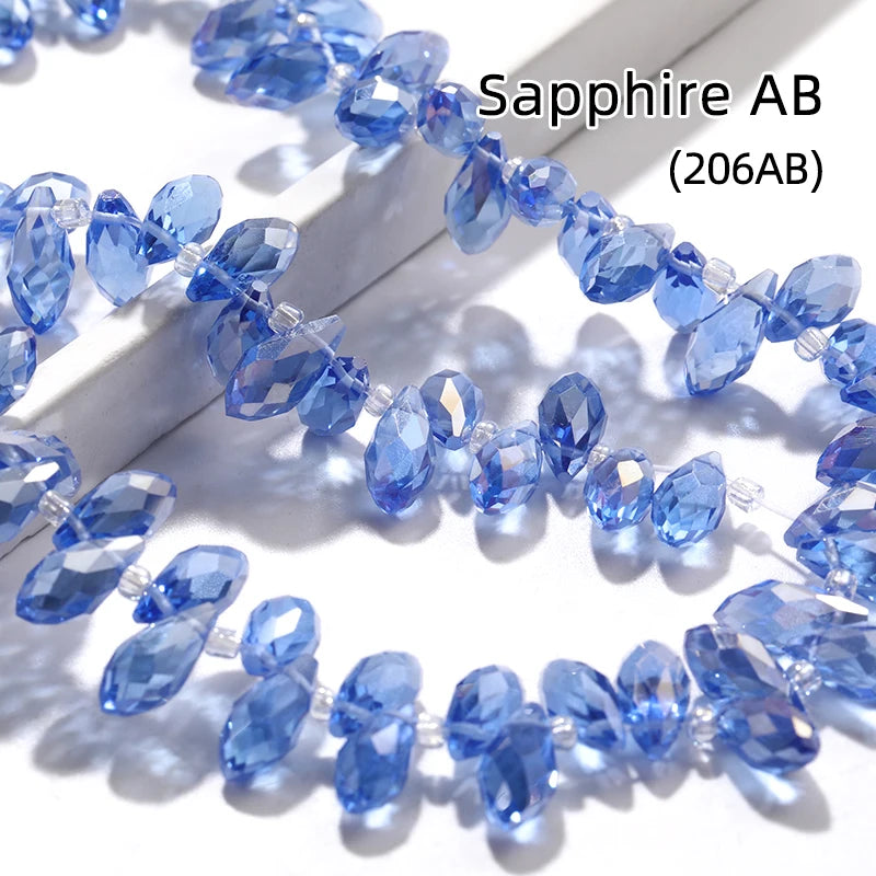 Acmore Crystal   6*12MM Water Drop Faceted Crystal Glass Beads Accessories for Bracelet Making 12 Colors  Loose Stone Glass Crafts