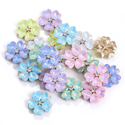 Acmore Crystal Wholesale Fancy Rhinestones Point Back Stone Heart Alloy Flower Glue on Fancy Rhinestones Decoration Jewelry Clothing