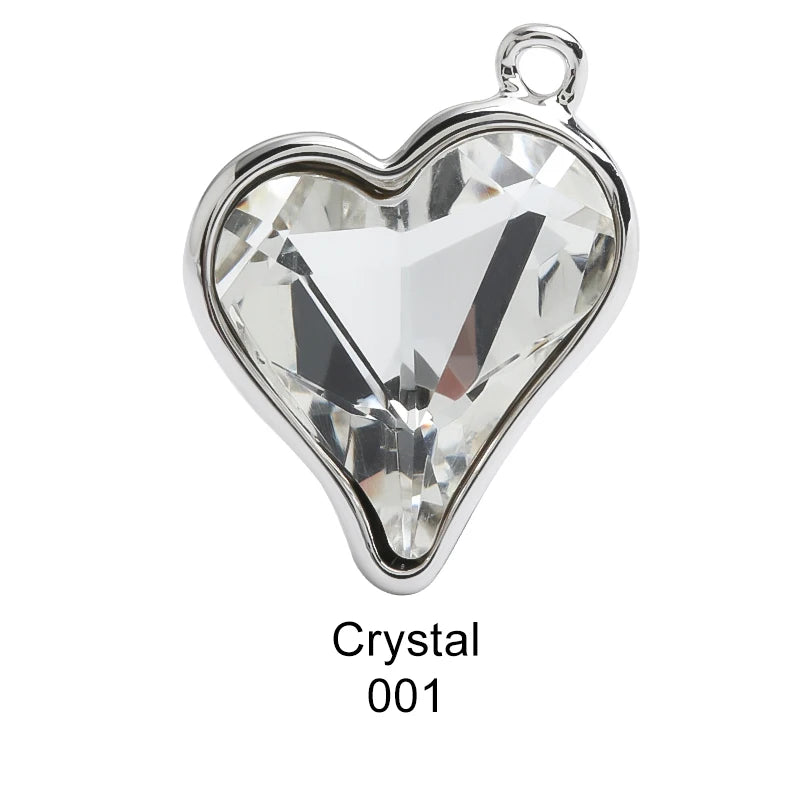 Acmore Crystal 13.5*17.6mm Copper Bottom Alloy Sweet Heart Single Hole Glass Diamond Pendant DIY Earrings Necklace Jewelry Accessories