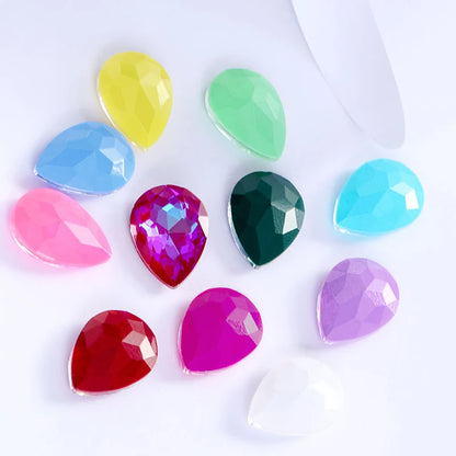 Colorful Drop Rhinestone Sewing Mocha Fluorescent Drop Crystal Stones for Clothes Jewelry Making Garment Decoration Rhinestones