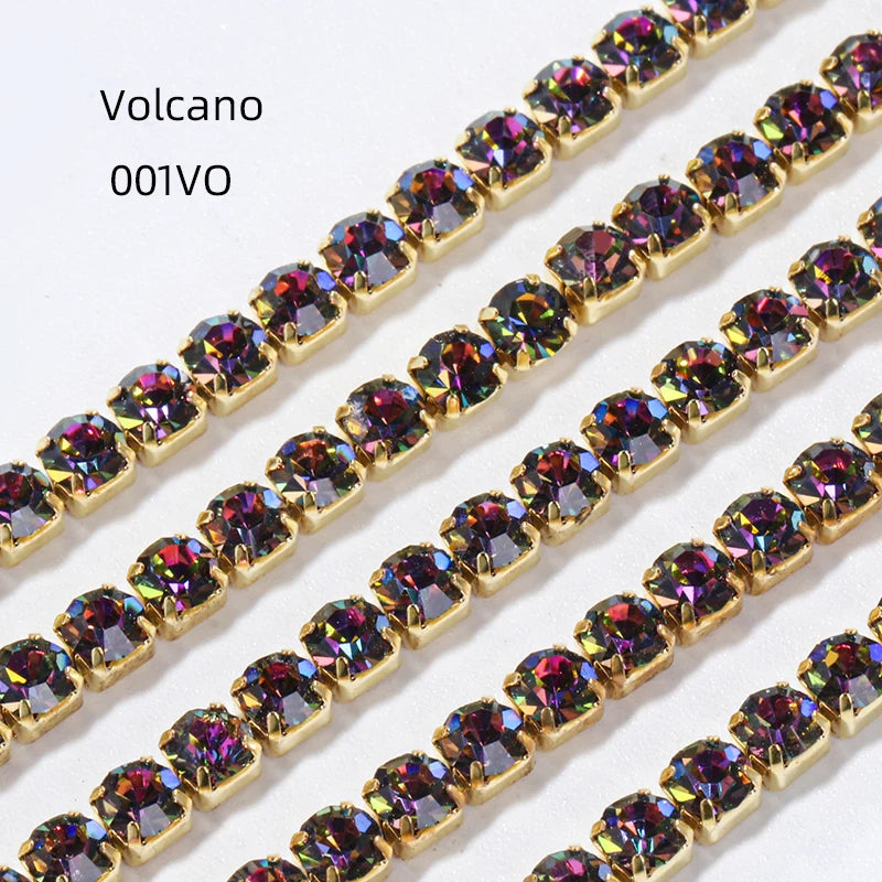 Acmore Crystal New SS4-SS16 Size MI Round Shape Glass Stones Copper Claw Rhinestones Chain Sew on Crystal Direction DIY Rhinestone