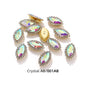 Acmore Crystal New Arrival Double-layers Navette Shape Flat Back Claw Rhinestones Golden Sunflower Sew-on Crystal Glass for Clothing