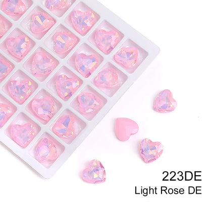 Acmore Crystal New Design Heart Shape Opal Mocha Rhinestones Point Back Glass Crystal Stones Fashion Clothing Decoration